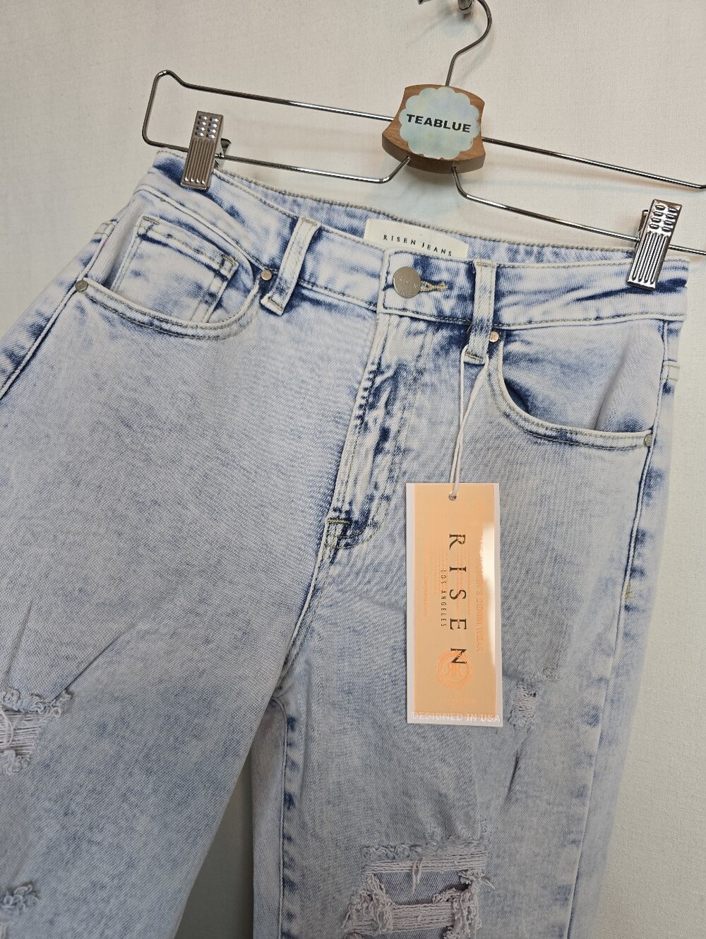 Risen Jeans Georgia - Light Wash Wide Leg Long Tall Inseam 3/26 NWT - Picture 8 of 14